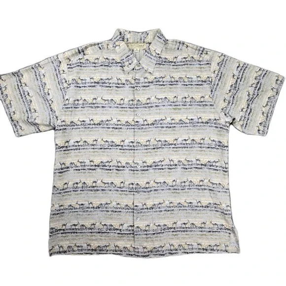 Tori Richard Vintage XL Cotton Lawn Antelope Print Hawaiian Shirt Made in Hawaii - Picture 1 of 7